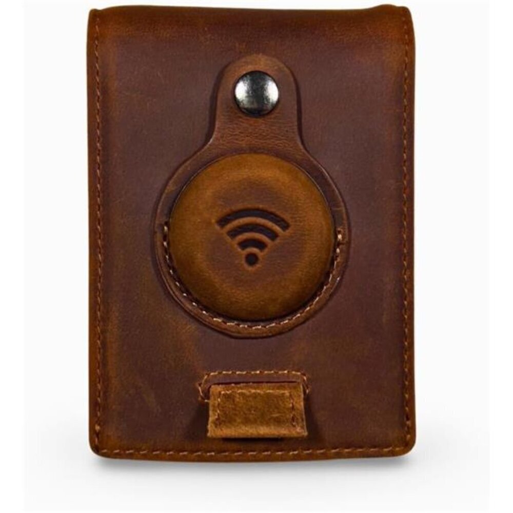 Genuine Leather Airtag Wallet | Credit Card Bifold Wallet for Air Tag GPS